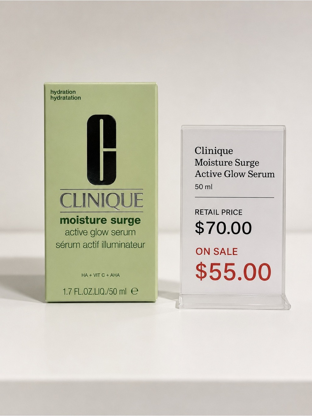 Clinique Moisture Surge Active Glow Serum - Light Green Box